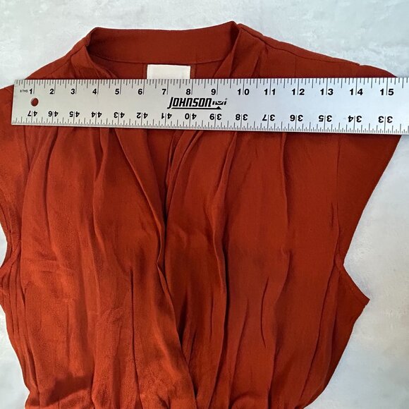 Anthropologie Maeve Womens Noronha Wrap Midi Dress XL Orange Cap Sleeve Belted - Picture 6 of 11